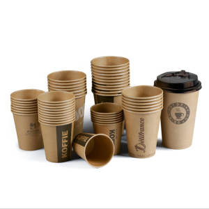 Custom Corrugated Kraft Paper Coffee Cup Single Double Wall Disposable Biodegradable Tea Juice Beverage Paper Cups