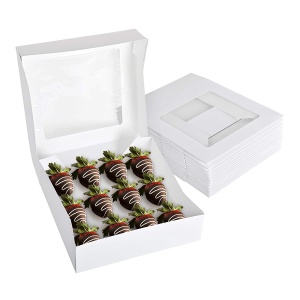 strawberry box packaging,White Cake Box with Viewing Window,Medium Cookie Box